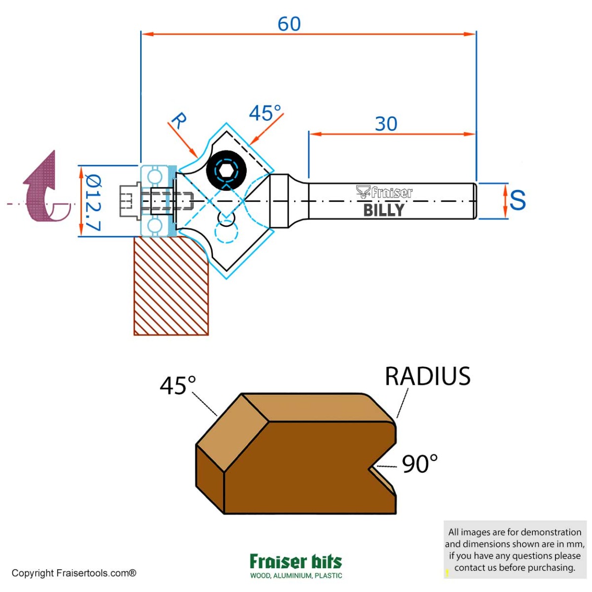BILLY - 3-in-1 chamfering and rounding router bit - Fraiser