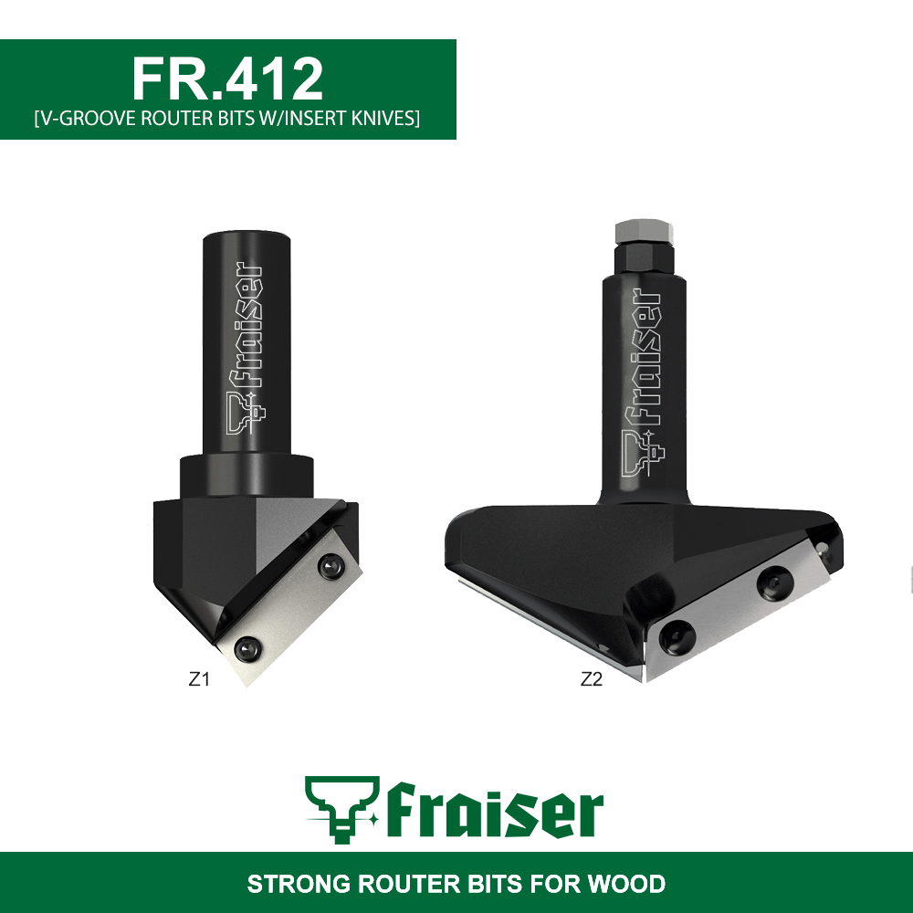 Router cutter with reversible knife for V grooves Strong & Precise