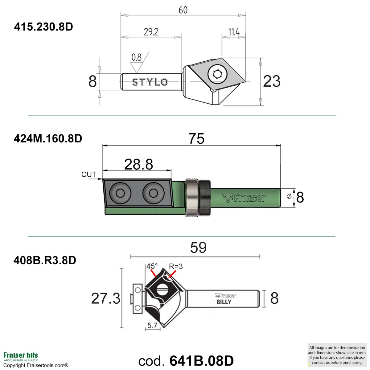 Insert router bit kit - BASE - Fraiser