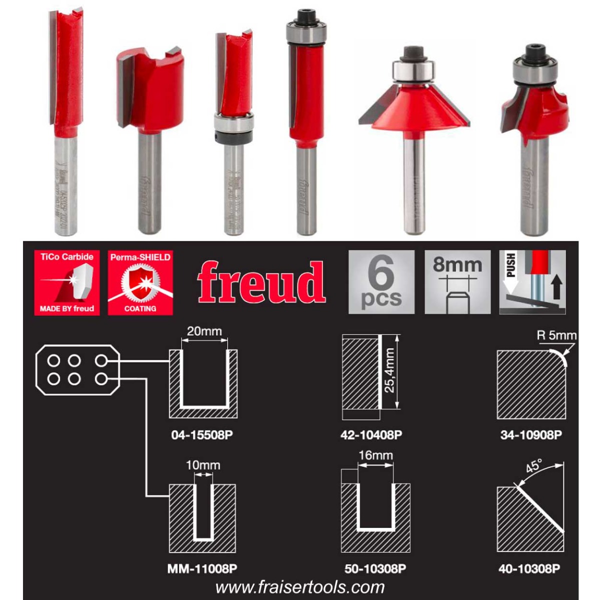 Basic Cutter Freud basic cutter set - 8 mm shank - Fraiser