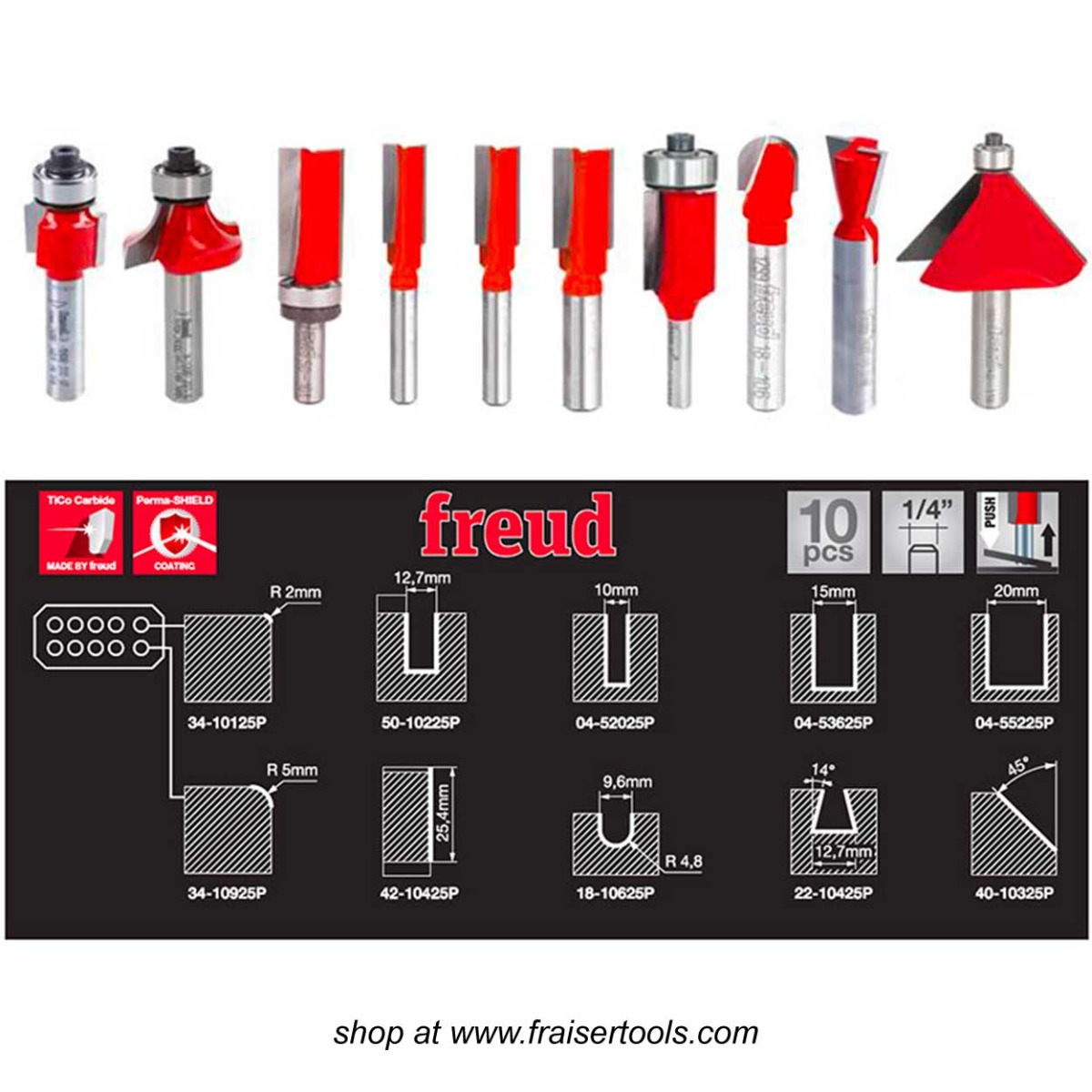 Set advanced Freud - 8 mm shank - Fraiser