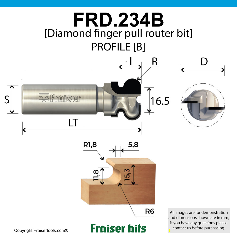 Diamond finger pull router bit [B] - Fraiser