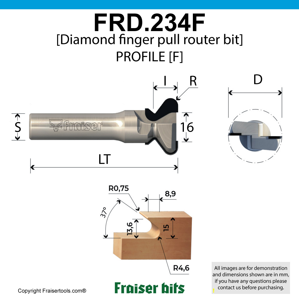Diamond finger pull router bit [F] - Fraiser