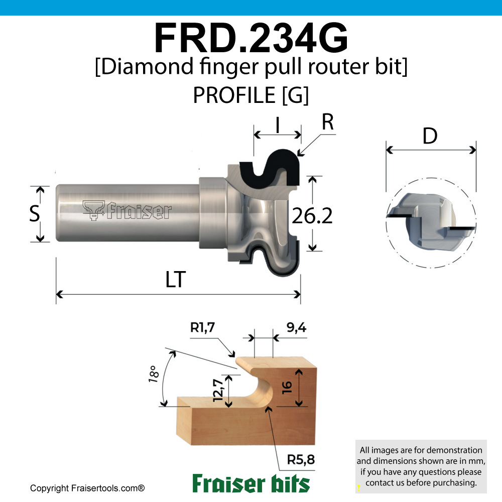 Diamond finger pull router bit [G] - Fraiser