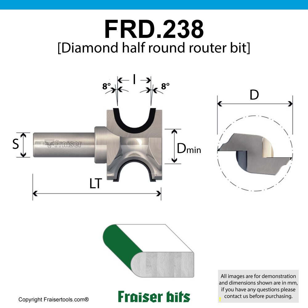 Diamond half round router bit - Fraiser