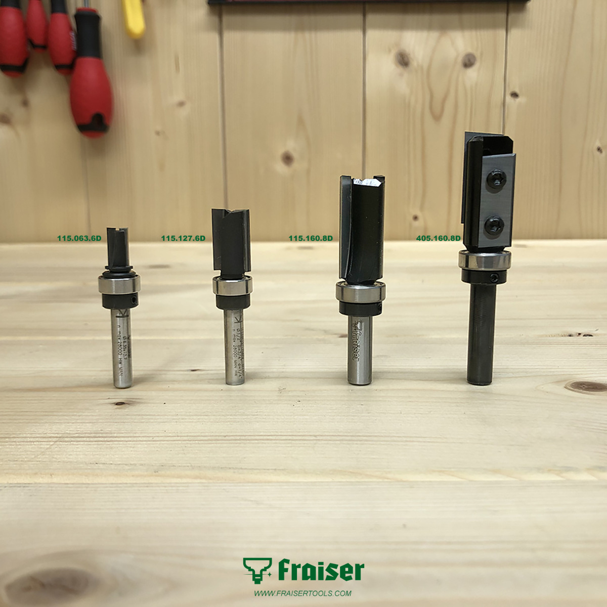 Pattern router bits with insert knives Z2+1 with bearing guide