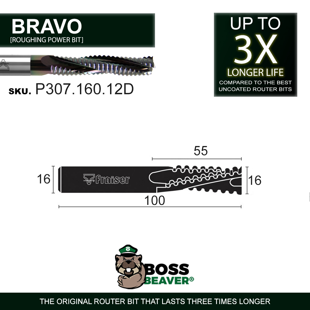 BRAVO | Spiral Covered Router Bits [UPCUT] - BOSS BEAVER
