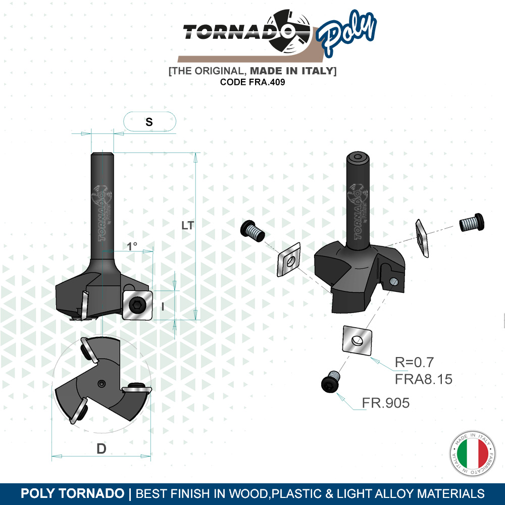 Fresa CNC A 3 Ali Per Legno 25mm - Punta In Carburo Con Gambo 1/4 Pollice, Pialla Per Spoilboard - 4